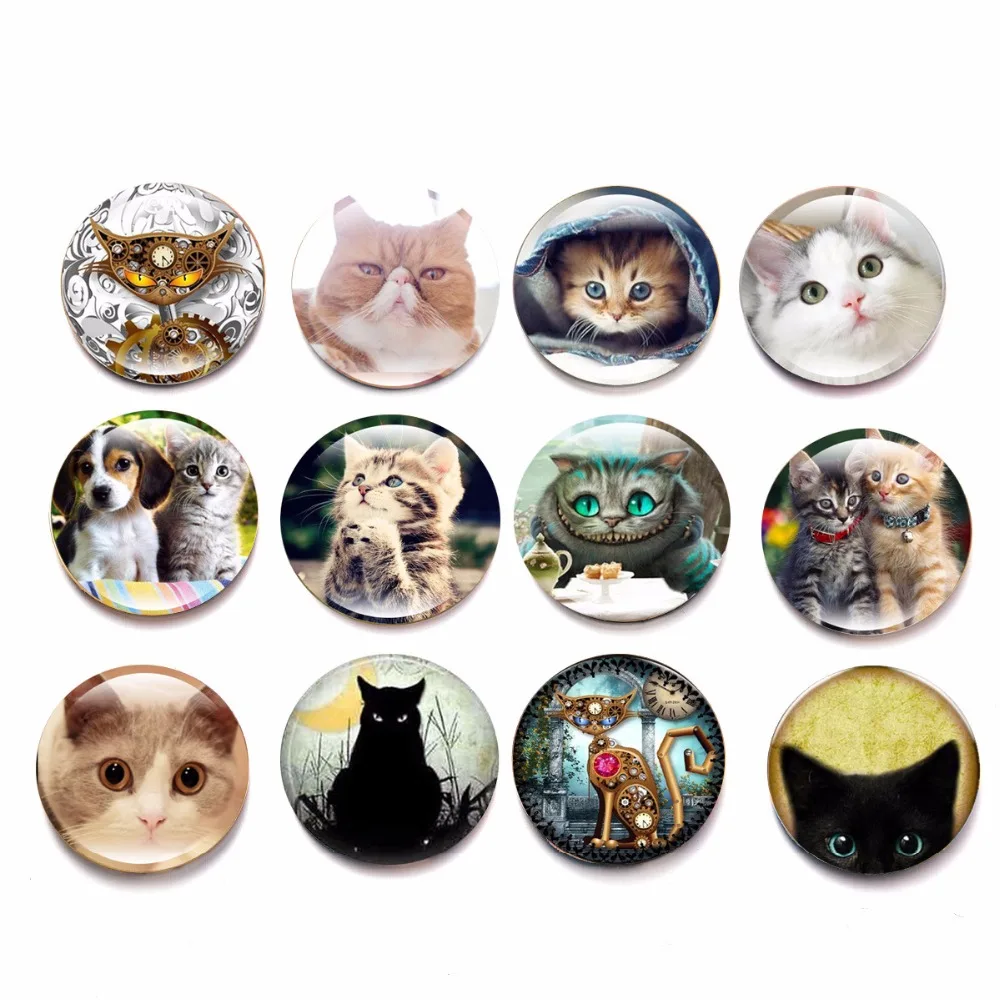 12pcs/lot Cute Cats Cartoon Stickers Animal Style Glass