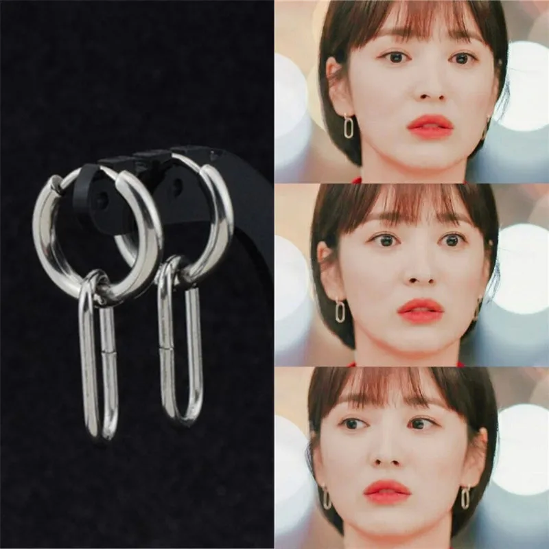 

KPOP DNA Korean V a pair Simple Pendientes Mujer Moda Song Hye Kyo Jewelry Geometric Long Stud Earrings For Women Brincos
