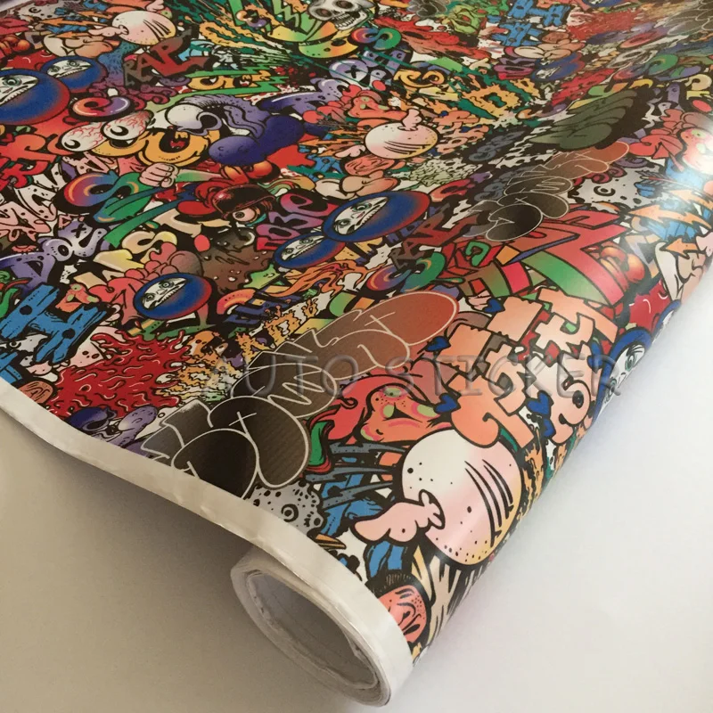 Cartoon skull sticker bomb car vinyl wraps 8
