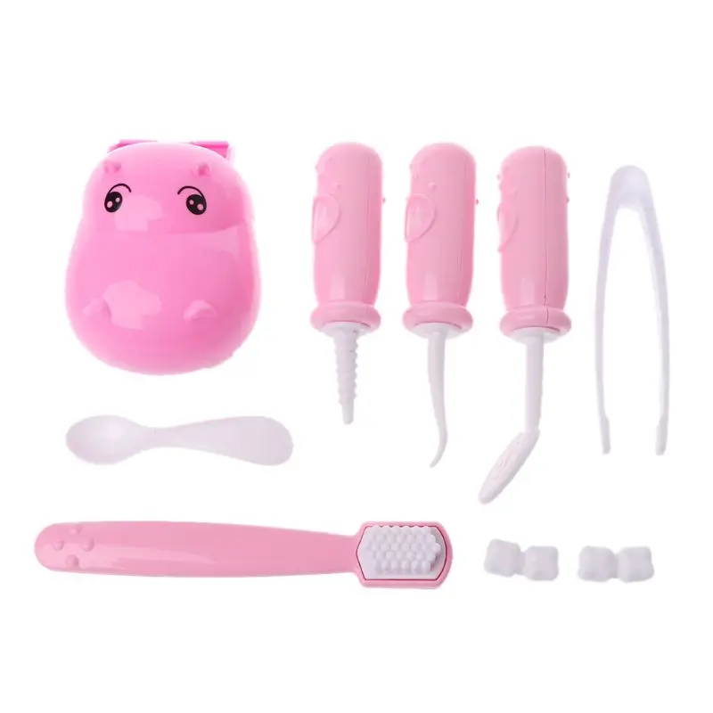 

9PCS Hippo Dentist Check Teeth Model Set Medical Kit Pretend Play Toy Role Play Educational Learing Toys Children Kids Toy Gift