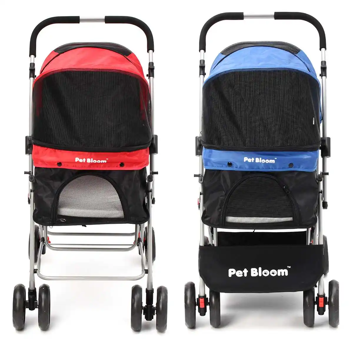  4 Wheels Foldable Pet Travel Stroller Walk Pushchair Puppy Cat Cage Dog Carrier Collapsible Cart Ou