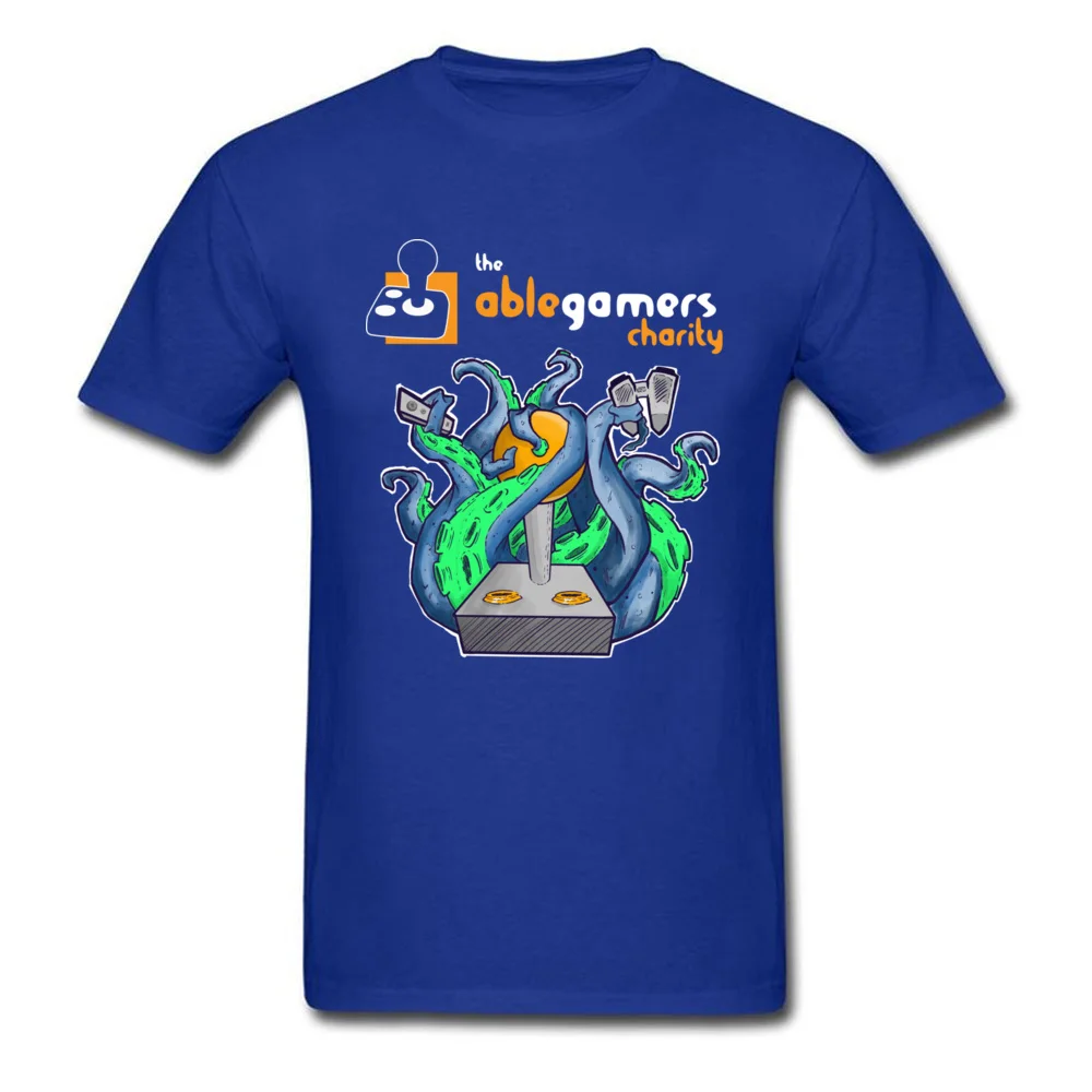Casual Able Gamers Charity Octopus Tops & Tees for Men Hip Hop Fall Crew Neck 100% Cotton Short Sleeve T-shirts Normal Tee Shirt Able Gamers Charity Octopus blue
