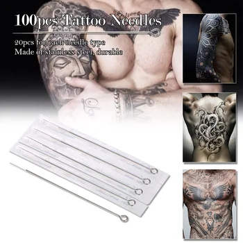 

100pcs Stainless Steel Tattoo Needle Set 1RL 3RL 5RL 7RL 9RL Round Liner Professional Permanent Tattoo Tool Tattoo Supplies