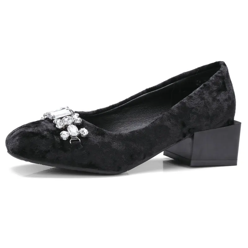 Size33-43 женский кристаллы украшения квадратными носами туфли-лодочки Для женщин