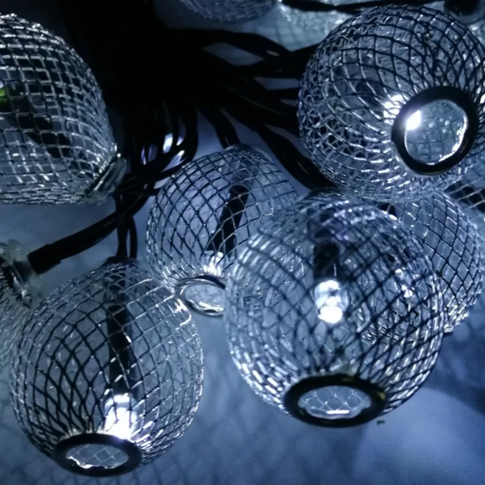 

Solar Powered 20 LED Silver Net Cover Light String Holiday Lamp White Light Waterproof Outdoor Garden Christmas Tree Decor Party