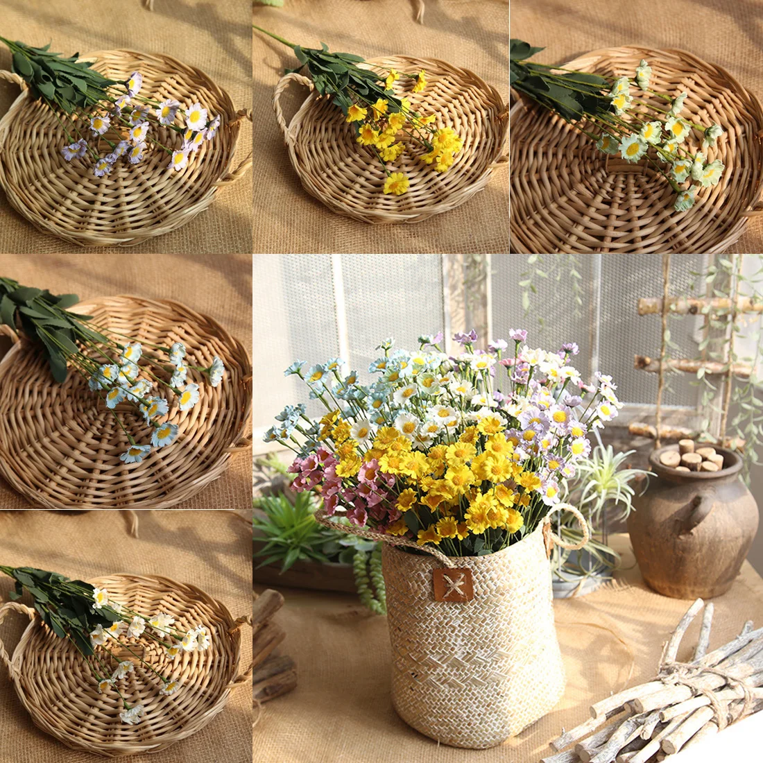 Artificial Flower For Wedding Home Party Garden Decorations 15 Heads Flower Daisies Bouquet Handmade Fake Flower Artificial Flower For Wedding Home Party Garden Decorations 15 Heads Flower Daisies Bouquet Handmade Fake Flower