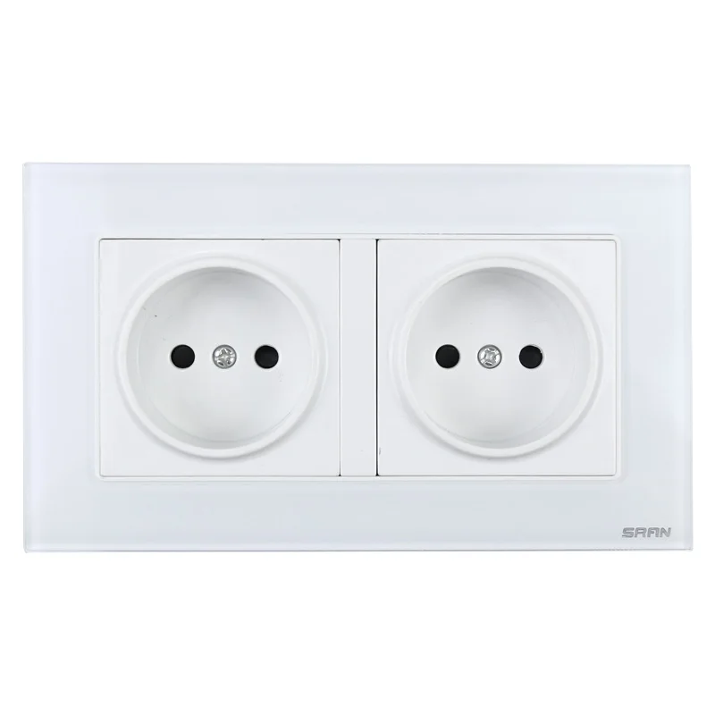 High quality double row double switch socket European standard wall outlet outlet 86 dark socket panel images - 6