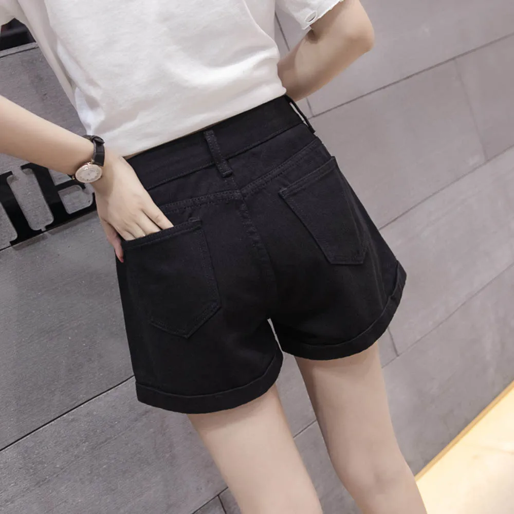 

2019 Euro Style Women Denim Shorts Vintage High Waist Cuffed Jeans Shorts Street Wear Sexy Shorts For Summer Spring Autumn