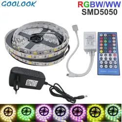 5 м RGB W/WW светодиодные ленты свет SMD 5050 Гибкая лампа Тира лента диод с 40 к RGBW контроллер DC 12 В адаптер Рождество