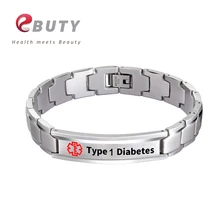 EBUTY унисекс браслет из нержавеющей стали диабет символ тип 1 браслет браслеты для мужчин здоровье с подарочной коробкой