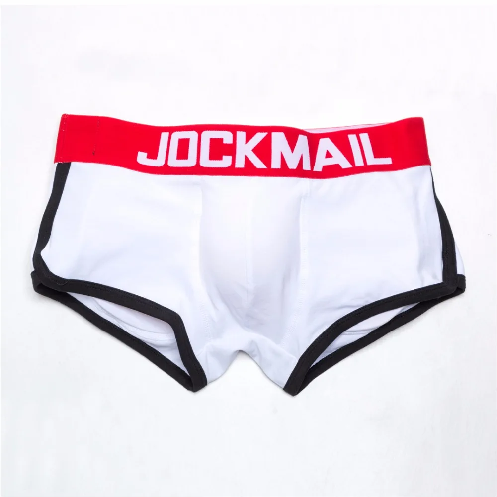 JOCKMAIL, 2 шт./лот, мужское нижнее белье, боксеры, трусы, сексуальные, для геев, с мешочком для пениса, усиление выпуклости спереди+ сзади, Двойная съемная чашка пуш-ап