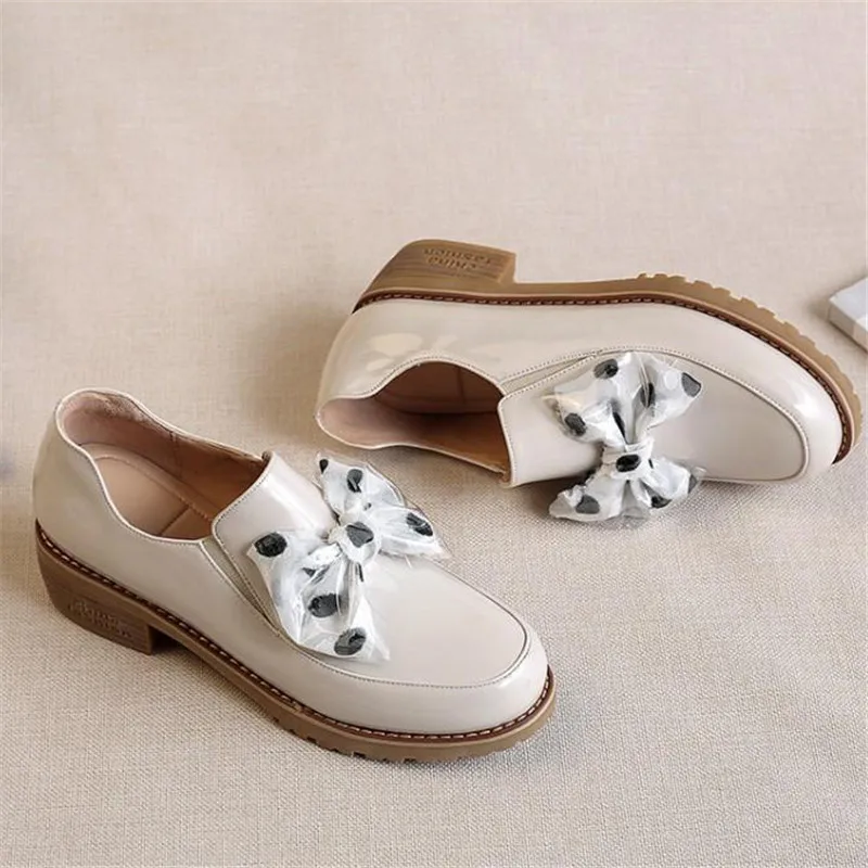 Patent Leather Women Loafers Sweet Wave Point Bow Oxford Shoes For Woman College Style Student Cute Slip On Ladies Lolita Shoes (4)