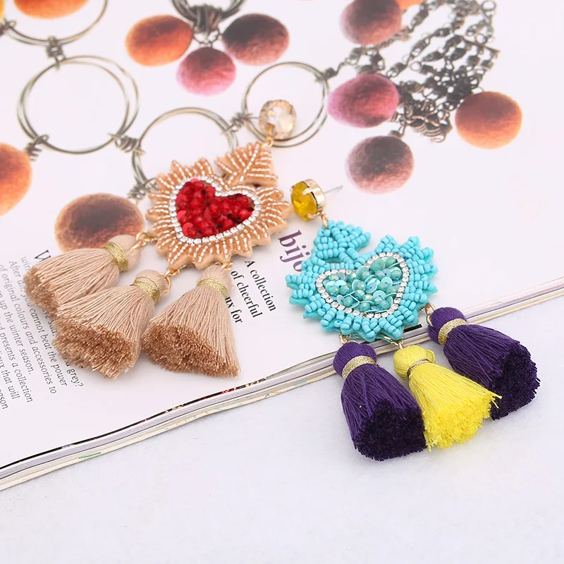 Bohemian Women Eyes Fringed Drop Earrings for Women Mix Color Brand Design Wedding Tassel Earrings Jewelry Gift Bijoux Tassel Earrings