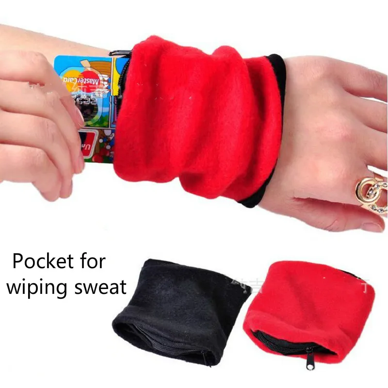 

Outdoor Sports Multi-Functional Wrist Bag Key Pack Sweaty Wrist Band Sweating Antiperspirant Wristband Dark Package With Zippers