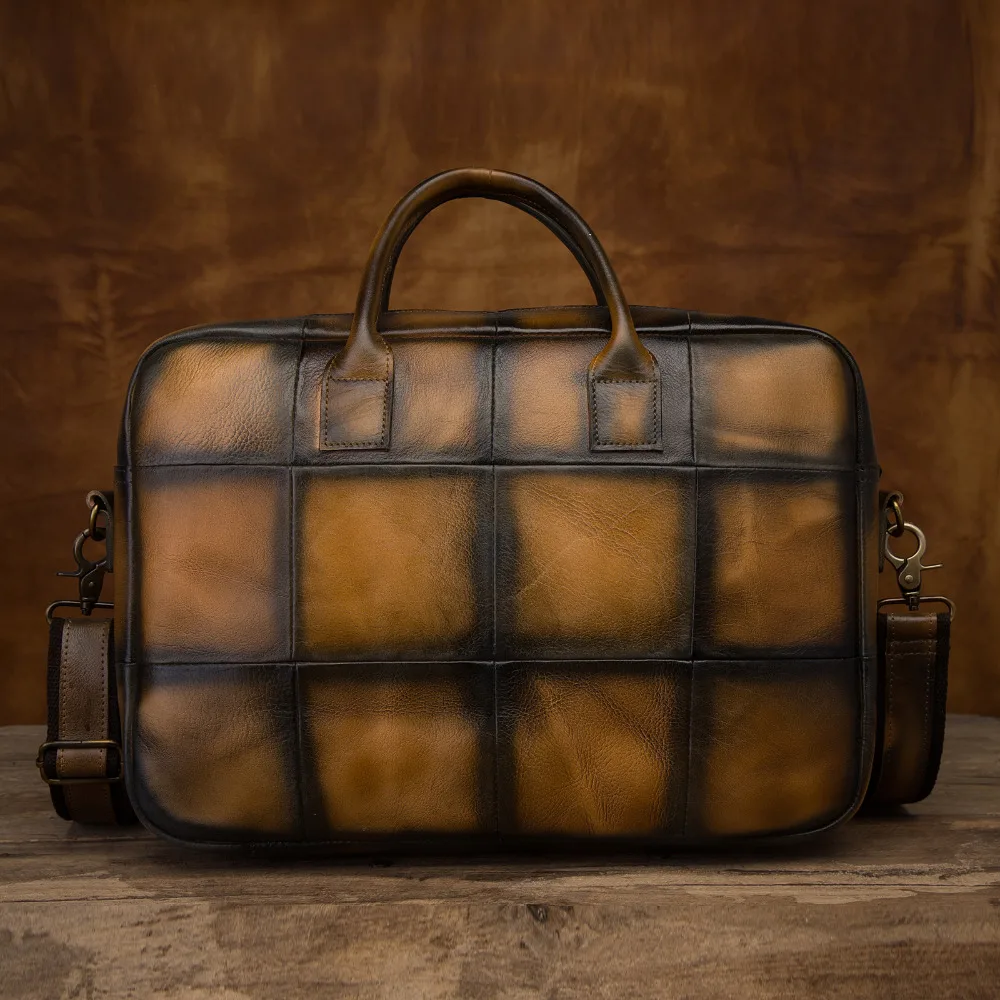 Оригинальная кожаная сумка для мужчин дизайн многофункциональный большой емкости коммерческий портфель 1" ноутбук Tote сумка-портфель k1013lb
