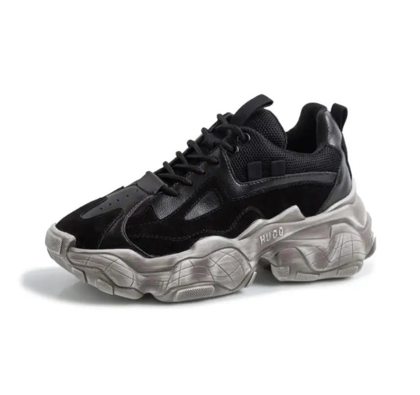 

2019 spring new designer factory selling retro black off white women lady female student platform casual sports shoes size 42