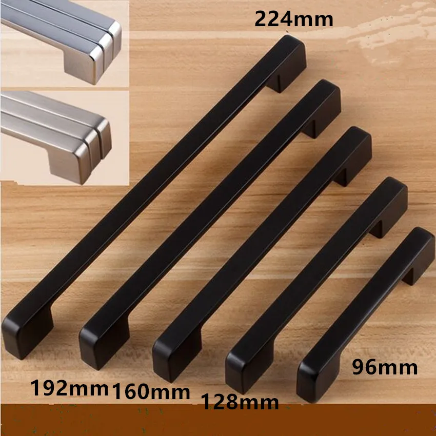 96,128,160,192,224,320mm الحديثة بسيطة أثاث عصري مقبض أسود المطبخ مجلس الوزراء باب خزانة ملابس مقبض مشرق الكروم سحب 96,128,160,192,224,320mm الحديثة بسيطة أثاث عصري مقبض أسود المطبخ مجلس الوزراء باب خزانة ملابس مقبض مشرق الكروم سحب