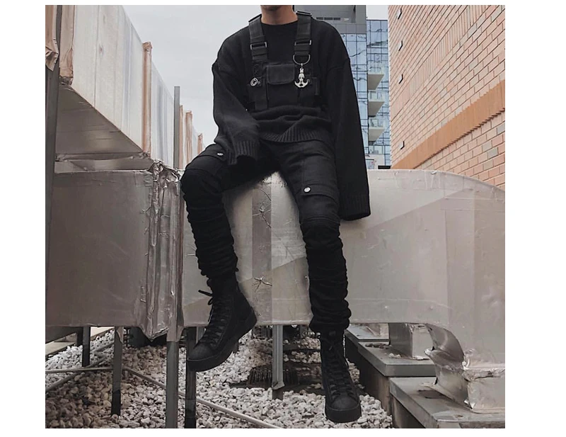 Регулируемый черный жилет в стиле хип-хоп, уличная функциональная тактическая нагрудная сумка Kanye West, поясная сумка, модная нейлоновая сумка c5