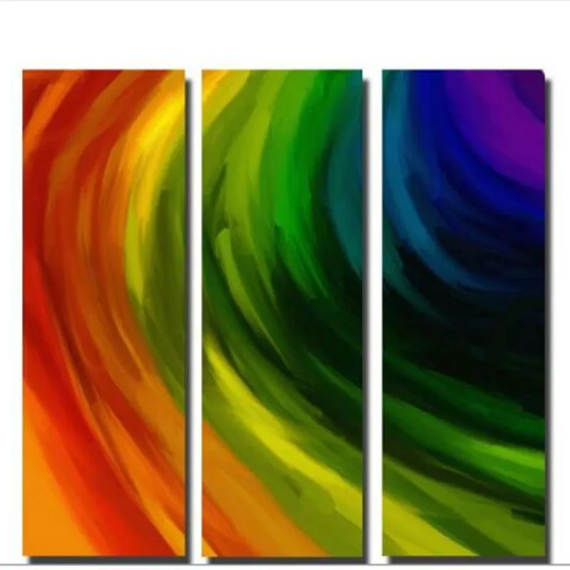 

Handpainted Abstract Color Oil Paintings on Canvas Modern Large 3 Panel Wall Painting Pictures Home Decor Arts for Living Room