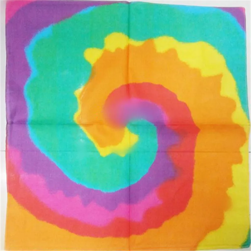 

LEAYH Fashion Spiral Rainbow Cotton Headband 55*5cm Neck Square Scarf Wrist Wraps Scarves Print Handkerchief Hip Hop Bandana