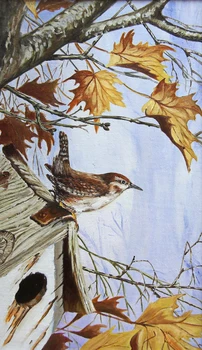 

Handmade painting small bird in autumn on oil canvas for living room decor, wallpaper , gallery