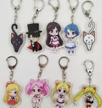 

lot new 20pcs mix popular anime Sailor moon mix acrylic Charms Pendants women man kids Key Chain Keychains gifts