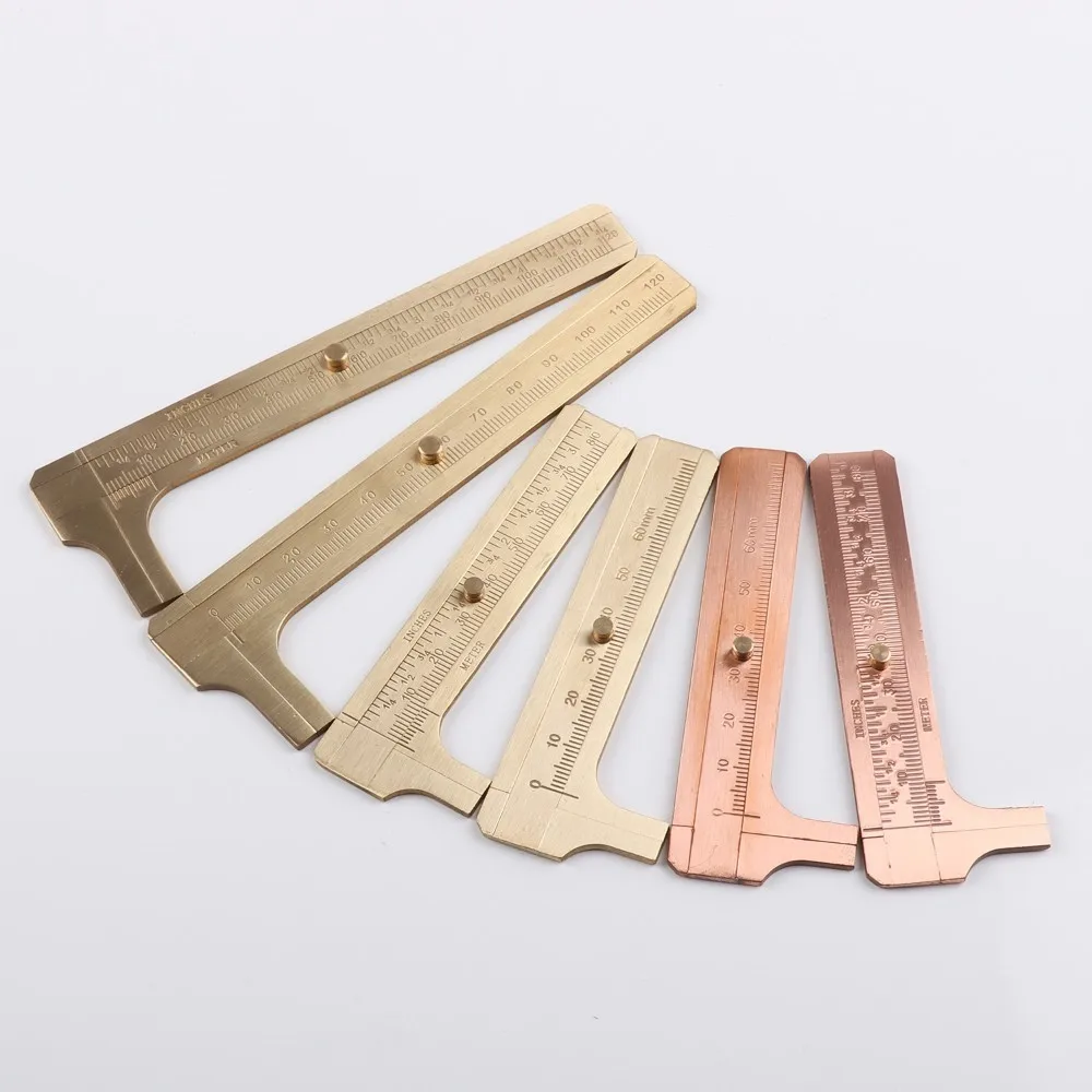 

Retro Brass Ruler Vernier Caliper For Measuring Holes Red Copper Clipers Ruler Double Scale Office School Supplies