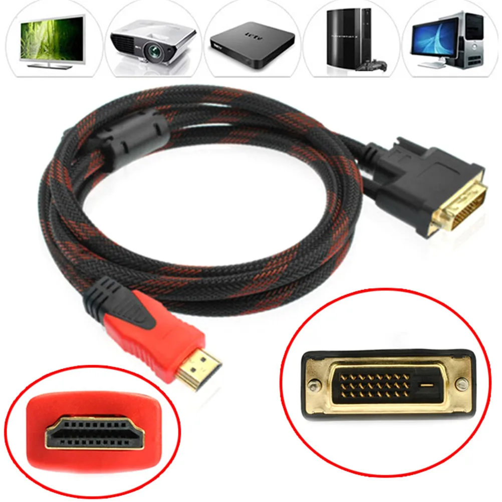 5FT DVI D Male To HDMI FNRG Cable High Speed HDMI DVI Digital Audio Cable 1.5MHDMI Cables