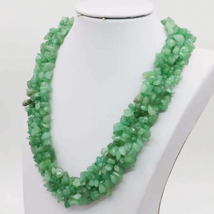 Irregular Green Aventurine Crystal 3Rows Necklace Chain Jewelry Making Party Wedding Gifts 18inch Stone Special