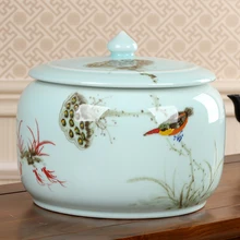Китайский стиль Керамическая ручная работа очень большая чайная коробка 3 кг Pu 'er чайная банка для хранения торта чайный набор