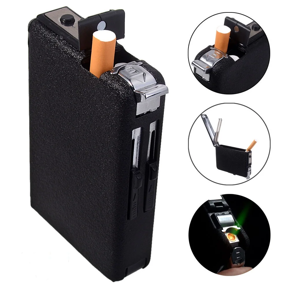

2 in 1 Cigarette Case & Lighters Metal Box Holder Windproof Flame Fire Gas Refillable Lighter