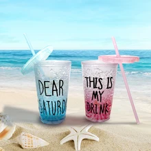 E-SHOW 1 UNIDS Verano Plástico 0 Grados de Hielo Fresco Jugo De Taza de Helado Batido De Café Taza de Agua Creativo Del Color Del Caramelo 450 ML/650 ML Drinkware
