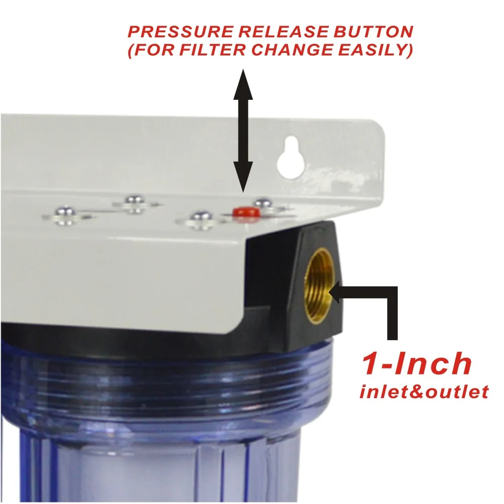 20-дюймовый Размеры-3-я ступенями весь дом фильтрации воды Системы с осадок, железо, угольный фильтр, " на входе и выходе-прозрачный