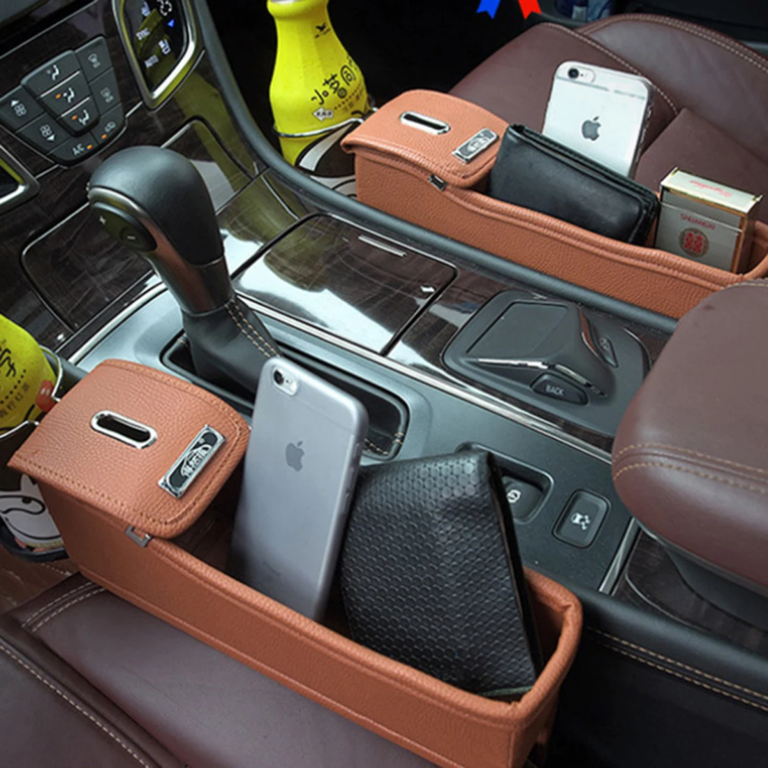 

Car Seat Gap 2pcs/set Car Storage Box High Quality Coin Organizer Car Seat Phone Pad Card Leather Storage Boxes