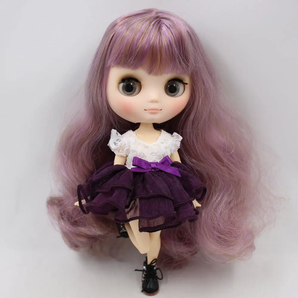 Кукла ICY DBS Middie Blyth Серия No.BL7216/9400 фиолетовые Смешанные коричневые волосы с челкой