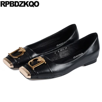 

bee square toe slip on european women china black latest spring autumn ladies beautiful flats shoes embellished metal chinese