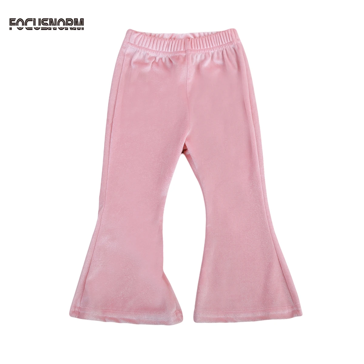 Toddler Kids Trousers Baby Girls Solid Velour Flare Pants Bell-bottom Leggings