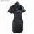 Традиционный черный китайское платье Mujer Vestido женщин атласная Qipao Мини Cheongsam цветок Размеры размеры S M L XL XXL, XXXL 4XL 5XL 6XL J4039