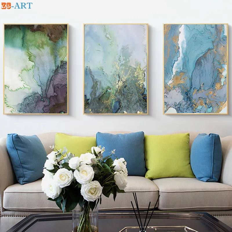 

Blue Wall Art Nursery Art Prints Modern Canvas Painting Abstract Paintings on The Wall Pictures for Living Room Nordic Decor