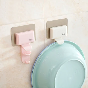

GUANYAO Basins Holder Storage Hook Wall Washbasin Hooks Kitchen Creative Without Scar Hanger Bathroom Wall Hanging Basin Racks