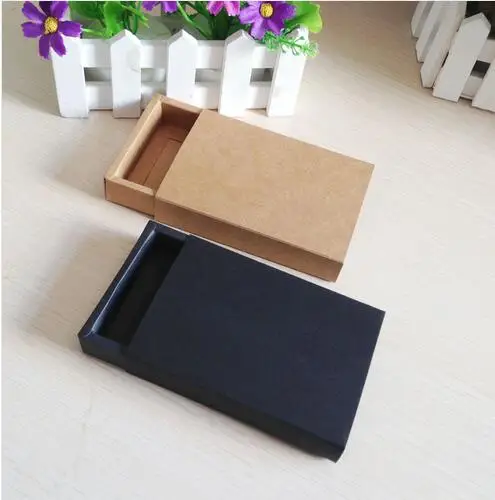 

24pcs/lot black and Kraft Craft Drawer Boxes for Small Gift Box and Biscuits Handmade Soap Wedding Party Candy Packaging Boxes