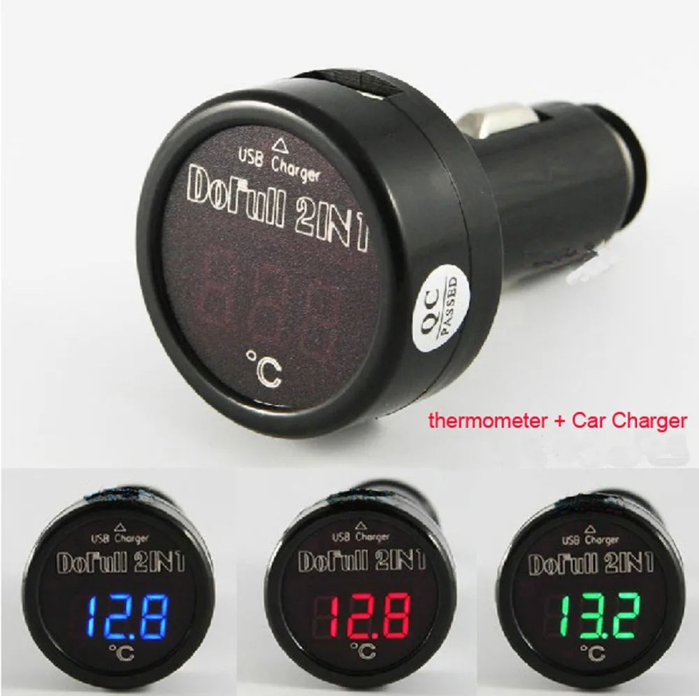 

USB power converter SUV Car Cigarette Lighter Digital red thermometer 12V/24V converter 5V 2A Car Charger FOR IPhone6