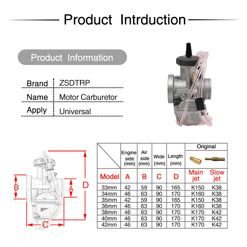 Карбюратор для мотоцикла KEIHI PWK 33 34 35 36 38 40 42 мм|pwk carburetor|keihin pwk carburetorkeihin |