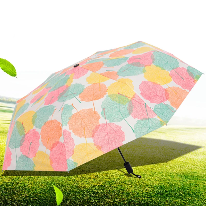3 Folding Umbrella Creative All Weather Bumbershoot Colorful Maple