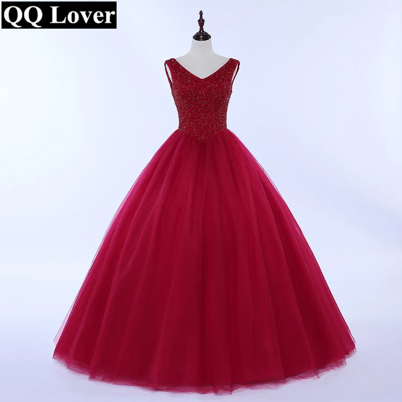 Новинка 2019 г. красное бальное платье QQ Lover свадебное украшенное блестками бисером