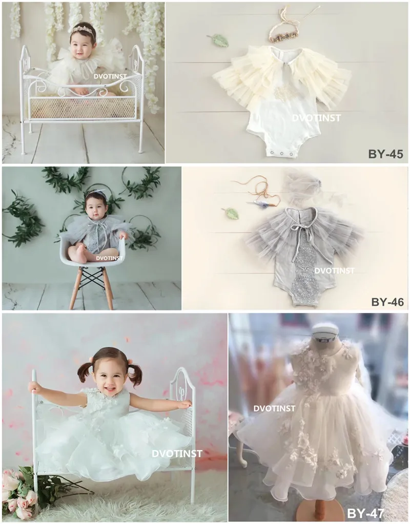 Dvotinst Baby Girls Photography Props Lace Outfits Cute Mesh Dresses Clothes Set Fotografia Accessories Studio Shooting | Детская одежда