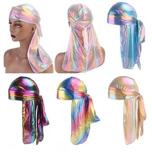 1 шт. унисекс красочные шелковистые длинные задние головные уборы тюрбан шляпа Пиратская шапка для 360 волн