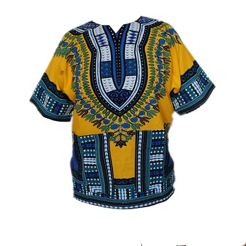 Mr Hunkle модный дизайн хлопок Африканский принт Дашики одежда свободная футболка в африканском стиле для женщин - Цвет: yellowblue
