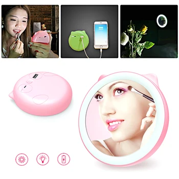 

Portable LED Lighted Makeup Mirror USB Chargeable Bank For Electric Tools With Soft Light