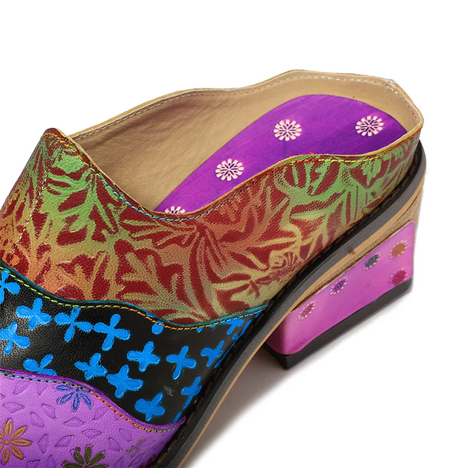 D Knight Women Sandals Handmade Genuine Leather Slides 2019 New Sexy Lady Round Toe Slippers Square Heels Classics Shoes Woman (9)